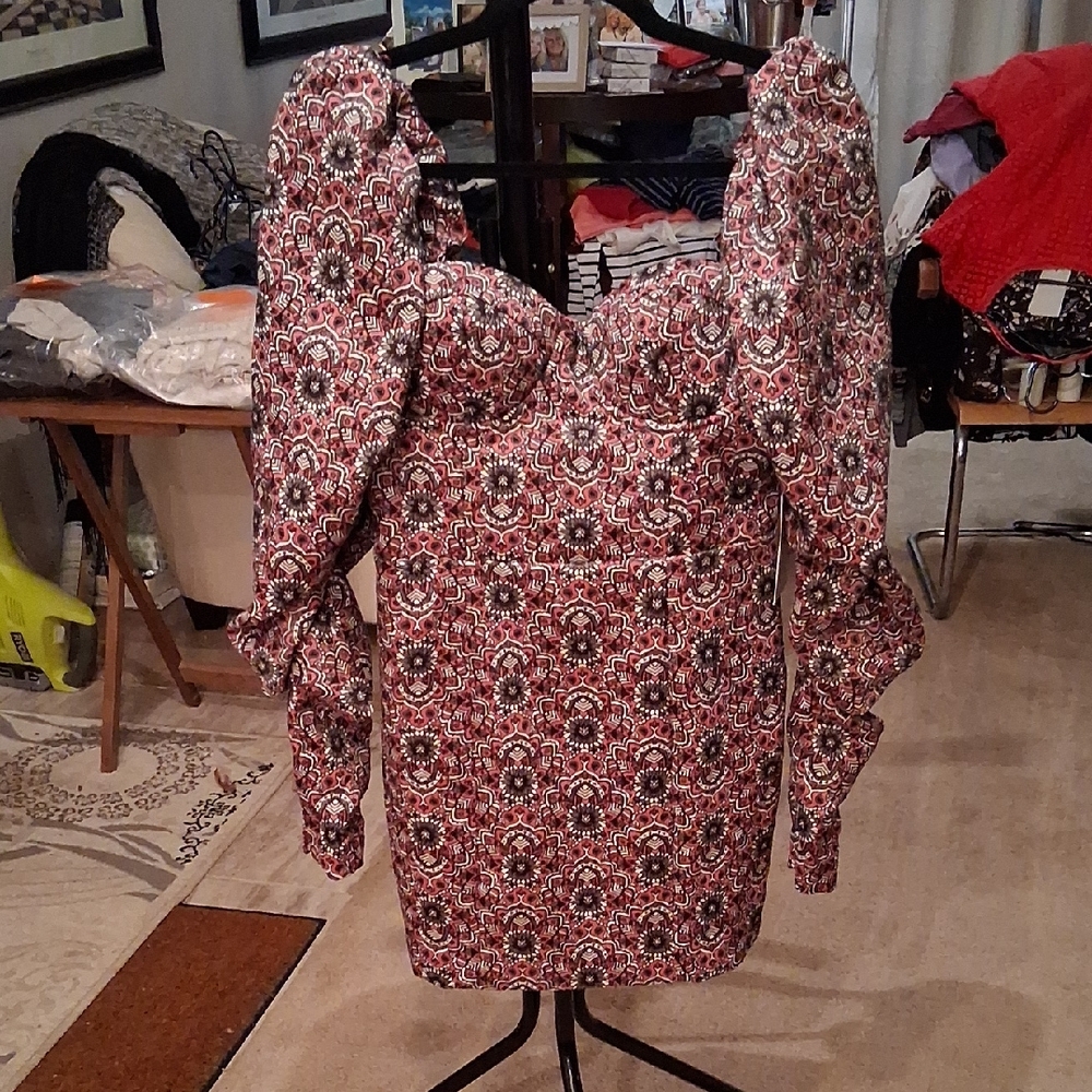 Rose Velvet Black and Red Floral Mini Dress